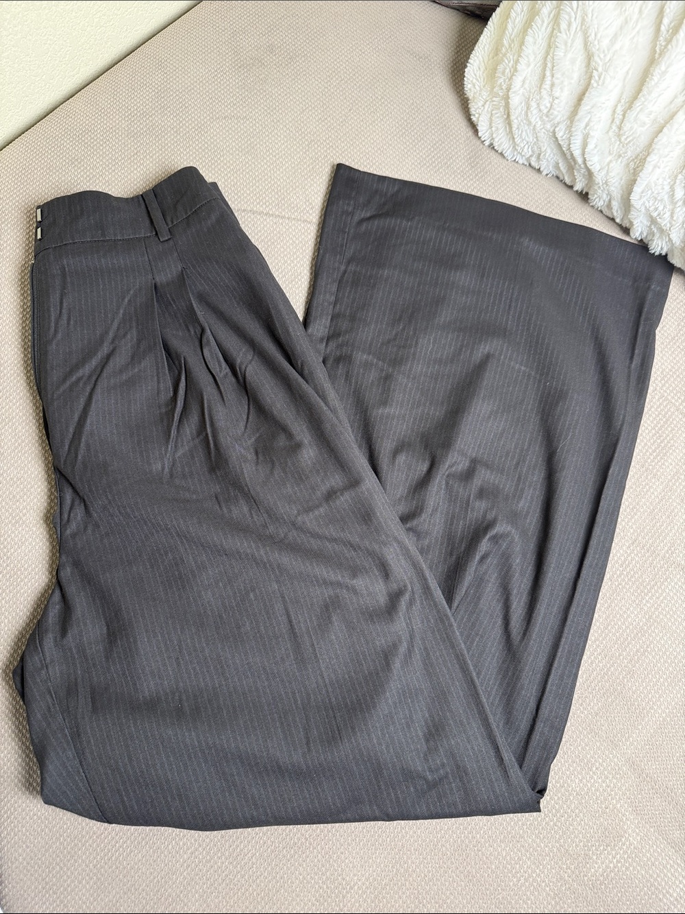 Mason The Label High-Rise Gray Pinstripe Wide-Leg Trousers